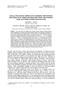 SOCIAL INFLUENCES APPROACH TO SMOKING PREVENTION