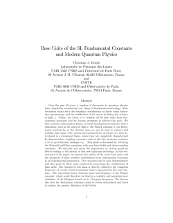 Base Units of the SI, Fundamental Constants and