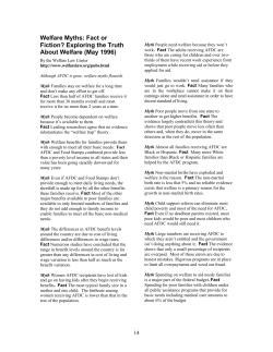 Welfare Myths: Fact or Fiction?