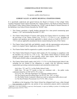 Lehigh Valley Academy Regional Charter School Agreement