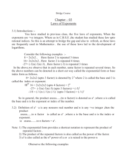 Chapter &ndash; 03 Laws of Exponents