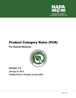 NAPA Product Category Rules for Asphalt Mixtures