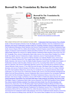 Beowulf In The Translation By Burton Raffel