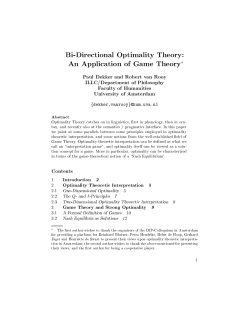 Bi-Directional Optimality Theory: An Application of Game Theory*