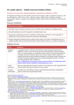 EU audit reform &ndash; Public Interest Entities (PIEs)