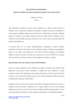 BELLWOOD AND SOLHEIM: Models of Neolithic movements of
