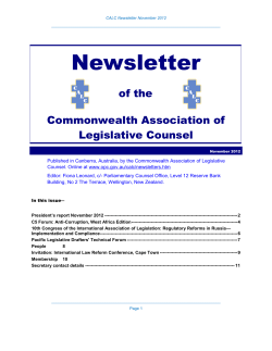 CALC Newsletter November 2012 - Commonwealth Association of