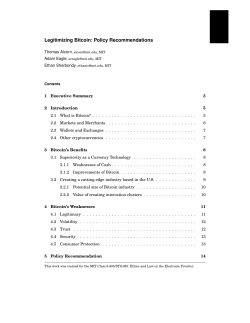 Legitimizing Bitcoin: Policy Recommendations