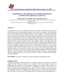 TRADITIONAL TECHNIQUES IN MASONRY BUILDINGS AT