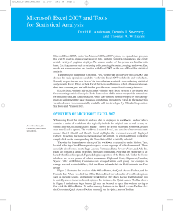 Microsoft Excel 2007 and Tools for Statistical Analysis