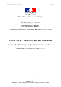 Actualisation des d&eacute;finitions des infections nosocomiales