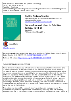 Nationalism and Islam in Cold War Turkey, 1944-69