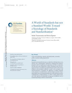 A World of Standards but not a Standard World: Toward a Sociology