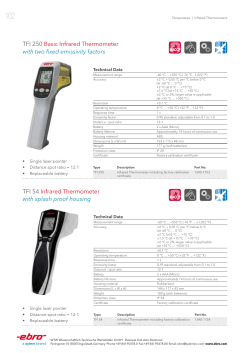 TFI 250 Basic Infrared Thermometer with two fixed emissivity factors