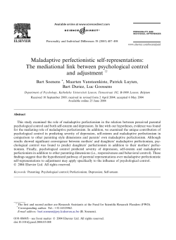 Maladaptive perfectionistic self-representations - Self