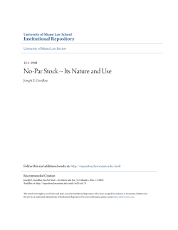No-Par Stock -- Its Nature and Use - University of Miami School of