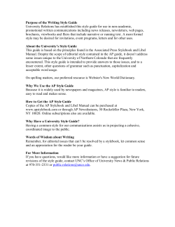 Purpose of the Writing Style Guide