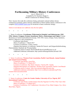 Forthcoming Military History Conferences