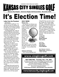 Letter from the President - American Singles Golf Association