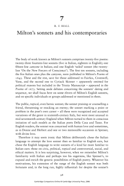 Milton`s sonnets and his contemporaries