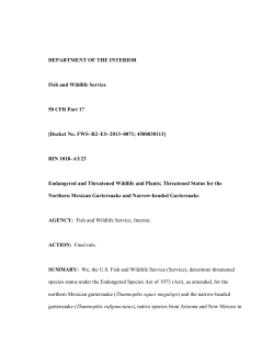 Mexican and narrow-headed garter snakes listing