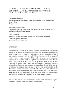 SERVICE USER INVOLVEMENT IN SOCIAL WORK EDUCATION: A