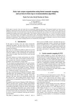 Fairy tale corpus organization using latent semantic - INESC-ID