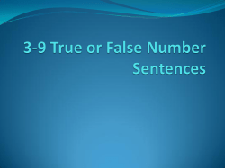 3-9 True or False Number Sentences
