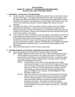 Lesson 27 - The Beginning of the Reformation