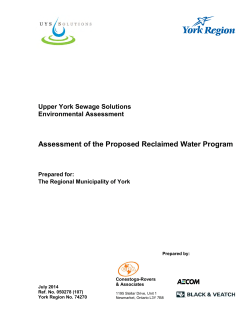 Assessment of the Proposed Reclaimed Water Program