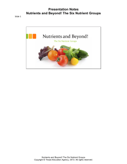 Presentation Notes - Nutrients and Beyond! The Six Nutrient Groups