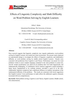 Effects of Linguistic Complexity and Math Difficulty on Word Problem