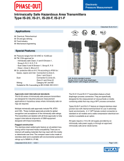 Intrinsically Safe Hazardous Area Transmitters Type