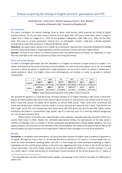 Italians acquiring the timing of English plosives: gemination and VOT