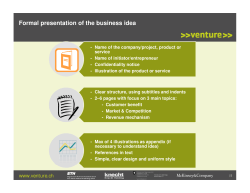 Formal presentation of the business idea