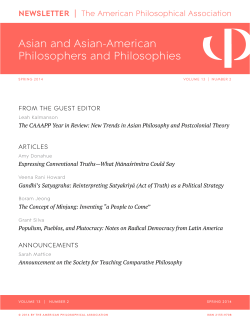 Newsletter on Asian and Asian-American Philosophers and