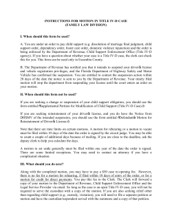INSTRUCTIONS FOR MOTION IN TITLE IV-D CASE