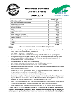 Estimated Costs 2016-2017 for Universit&eacute; d`Orl&eacute;ans