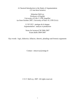 A Classical Introduction to the Study of Argumentation (12 one