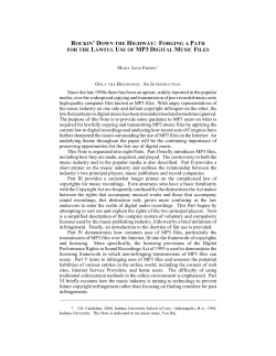 Forging a Path for the Lawful Use of MP3 Digital Music Files