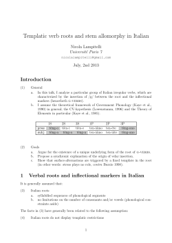 Templatic verb roots and stem allomorphy in Italian
