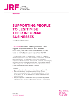 Supporting people to legitimise their informal businesses