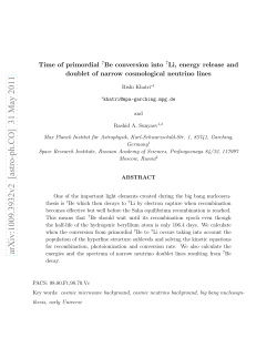 Time of primordial Be-7 conversion into Li