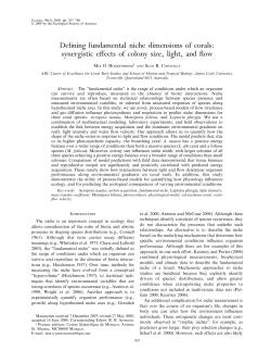 Defining fundamental niche dimensions of corals: synergistic effects