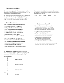 The Sonnet Tradition Shakespeare`s Sonnet 73