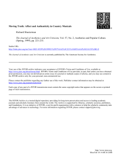 Moving Truth: Affect and Authenticity in Country Musicals Richard