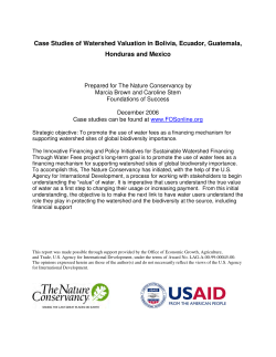 Case Studies of Watershed Valuation in Bolivia, Ecuador