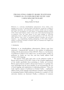 (translating) emirati arabic politeness formulas: an exploratory
