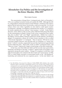 Khrushchev Era Politics and the Investigation of the Kirov Murder