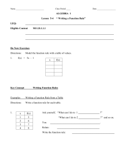 ALGEBRA 1 Lesson 5-4 “ Writing a Function Rule” LEQ: